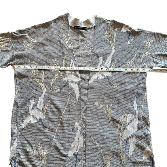 Peruvian Connection Cardigan Sweater Large Gray Snow Crane Pima Cotton Open - Picture 8 of 10